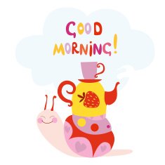 Good morning card with cartoon snail