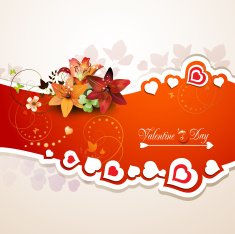 Valentine's day card with hearts and lilies N7