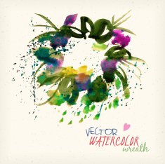 Vector watercolor wreath circlet of flowers