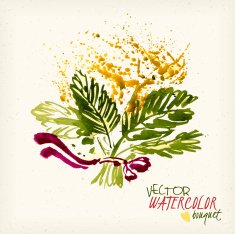 Vector watercolor bouquet mimosa spring flowers