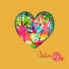 card for Valentine's Day 3D - effect multi-colored blots N7