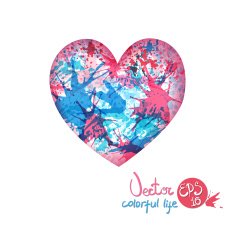card for Valentine's Day 3D - effect multi-colored blots N8