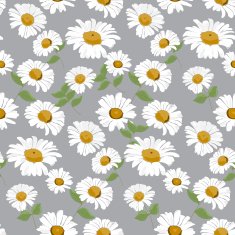 daisy seamless pattern on grey Background N2