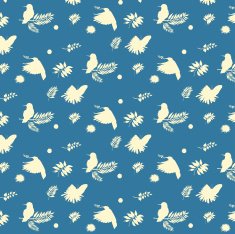 Pattern with flowers and birds