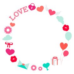 Valentine Day Romantic Love Round Frame Flat Vector Illustration