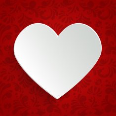 Valentines day greeting card with paper cut heart