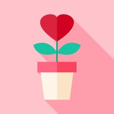 Pot with flower heart