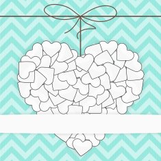 Card template White heart on a blue