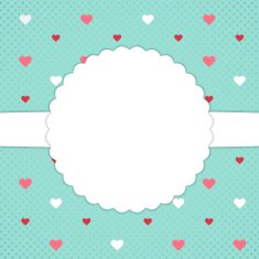 Blue template card with red and white hearts