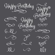 Set of elements birthday greetings