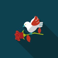 Valentine's Day lover bird flat icon with long shadow eps10 N130