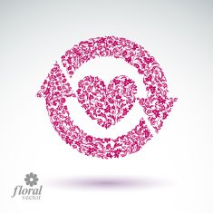 Loving heart floral illustration with update arrows beautiful N2