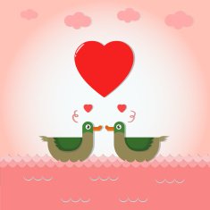 Happy Valentine's Day greeting Card with Cute Ducks N2
