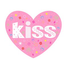 Kiss lettering decorative heart