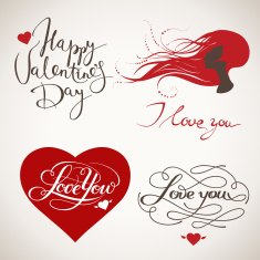 Valentine's Day vector elements with handwritten text N5