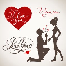 Valentine's Day vector elements with handwritten text N6