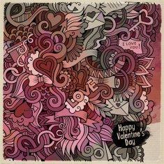 Love doodles watercolor background N2