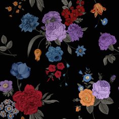 Seamless vector vintage pattern with Victorian bouquet N6