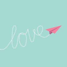 Origami paper plane in the sky Love card N2