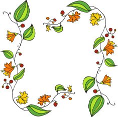 design elements with line drawing doodle flowers N2