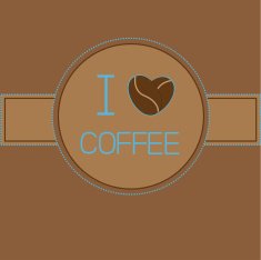 I love coffee card with beans heart Blue text N2