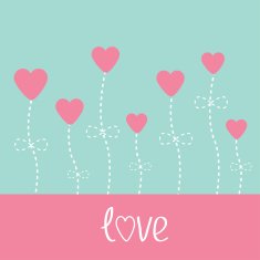 Vector love card Heart flowers Blue and pink