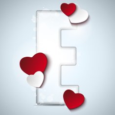 Alphabet Letters With Red Heart Valentine Day N48