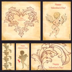 Set of romantic greeting cards Happy Valentine's Day N5