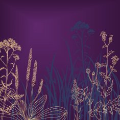 flowers and grass at night