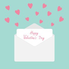 Envelope with hearts Happy Valentines day card N2