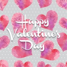Greeting card with hearts of triangles Vector illustration