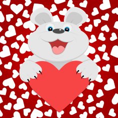 Teddy bear with red heart Vector illustration