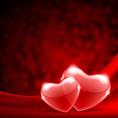 Two hearts on silk with light Valentine's day N2