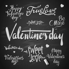 Set Of Happy Valentine's Day Hand Lettering
