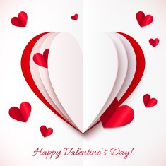 Red and white cutout paper vector heart