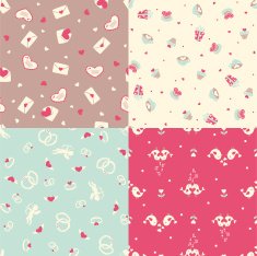 Set of four romantic seamless pattern N2