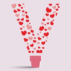 Vector of heart tree and letter "V"