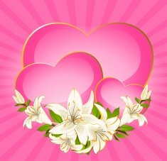 Pink heart with beautiful flowers Vector