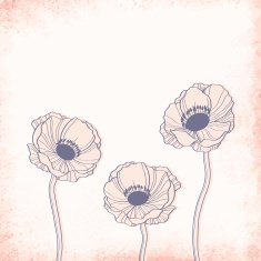 Anemone outline drawing Elegant vector background