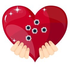 Heart with bullet holes vector illustration