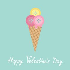 Ice cream with buttons Love Flat design Valentines day card