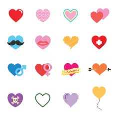 colorful valentine heart icons