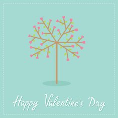 Love tree with hearts and leaves Flat design Valentines day