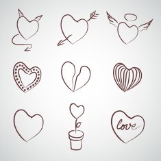 Set of hand drawn hearts N4