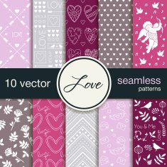 Seamless vector patterns for Valentine's Day Wedding patterns