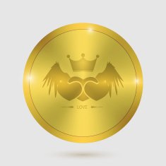 icon heart angel valentines day guarantee of gold metal badges N4