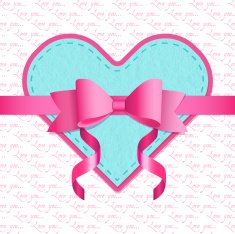 Valentines day greeting card template Textured heart with bow