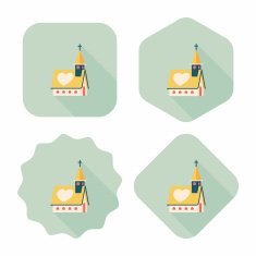 wedding church flat icon with long shadow eps10 N56