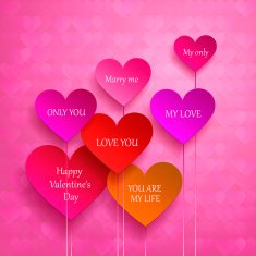 greeting card set of hearts I love you