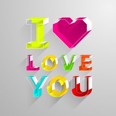 Valentine's day cards i love you Color letter in isometric N2